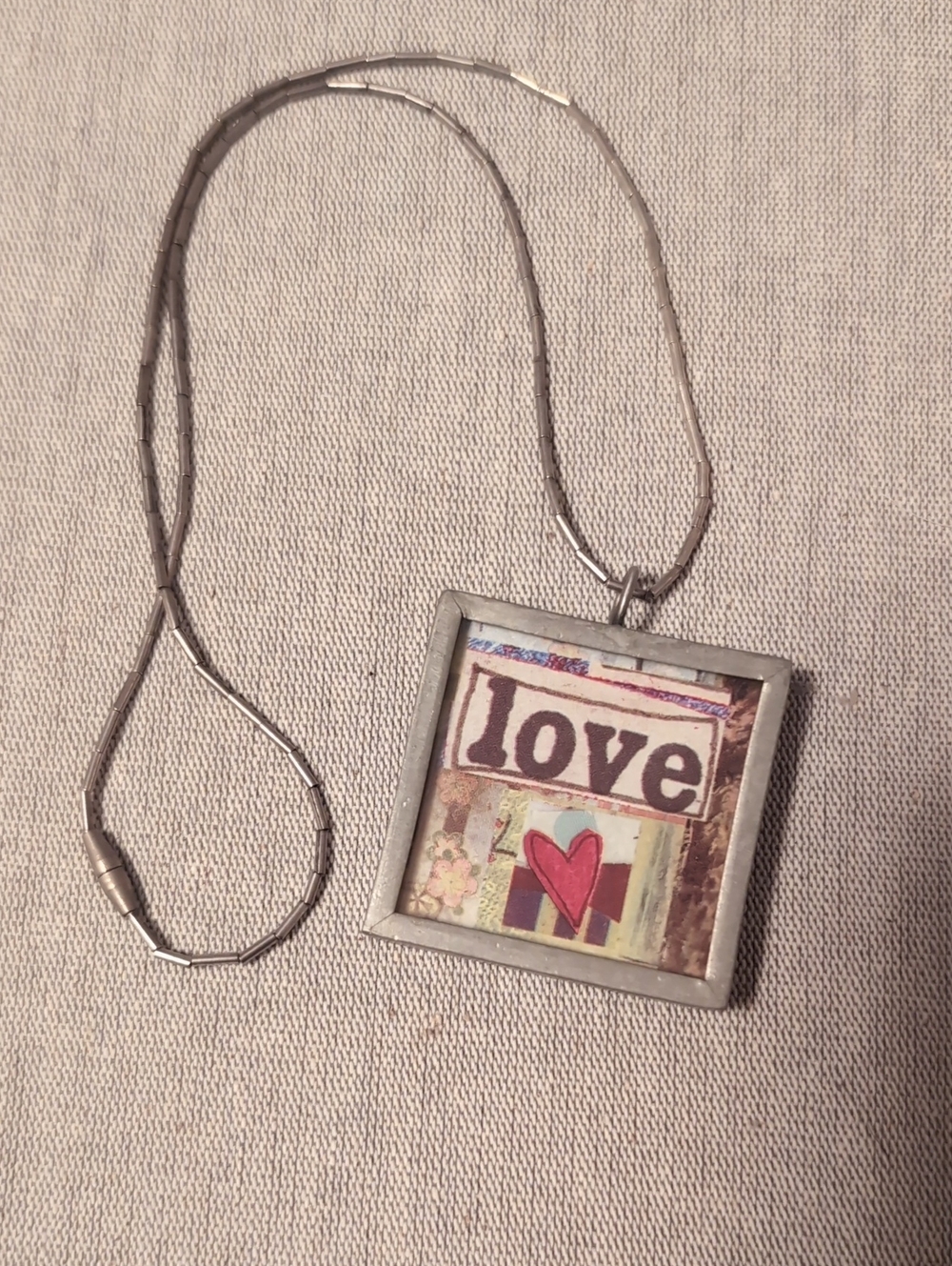 Love / Heart Silver Frame Pendant